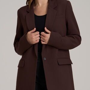 American Tall Boyfriend Fit Single-Button Blazer for Tall Women in Chestnut Size